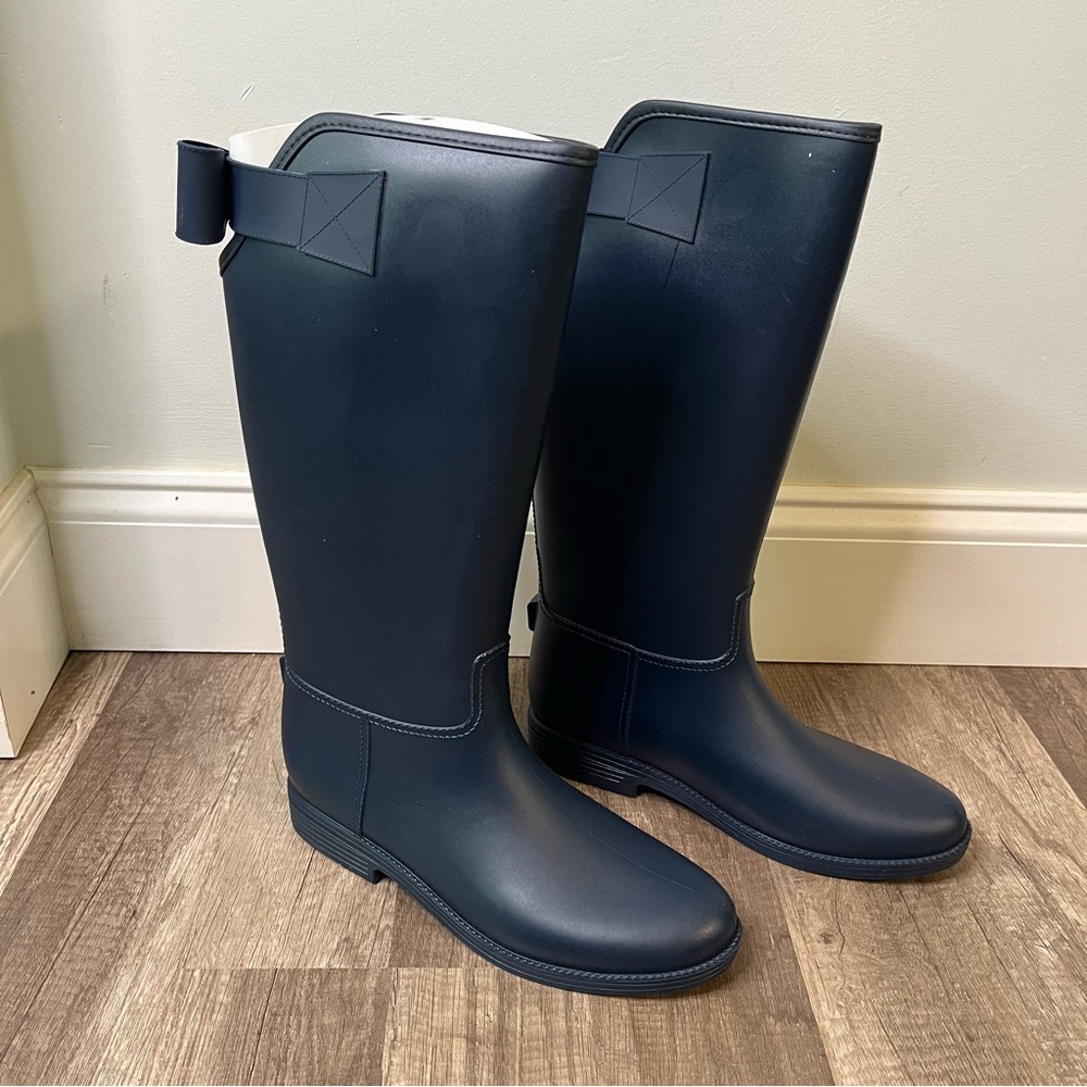 Brand new Adriana New York Navy Blue High Shaft Rainboots w/Org Box